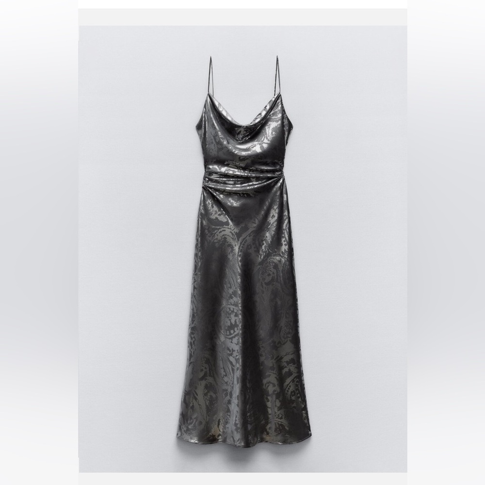 Zara Metallic Black Maxi Dress